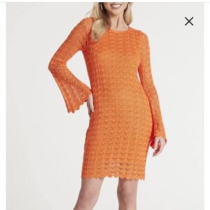 Guess Vibrant Orange Long Sleeve Dress